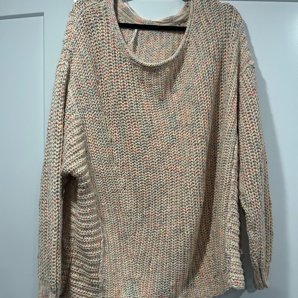 Light Beige Chunky Knit Crew Neck Sweater